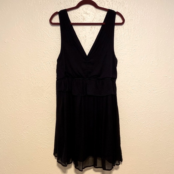 Balletcore Free People Black V Neck Drawstring Waist Dress Sz M - Picture 3 of 6